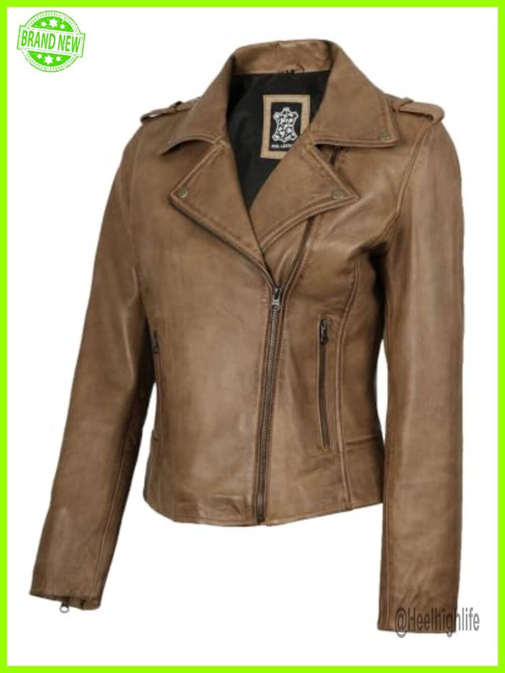 Genuine Lambskin Leather Jacket Asymmetrical Moto Women's Coat